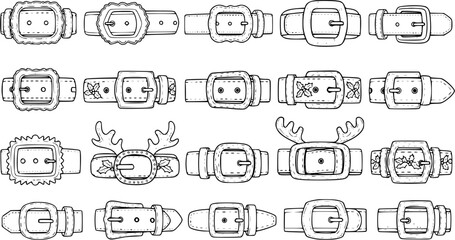 Festive Belts Vector Illustration: Collection of Christmas and Holiday Themed Belt Designs