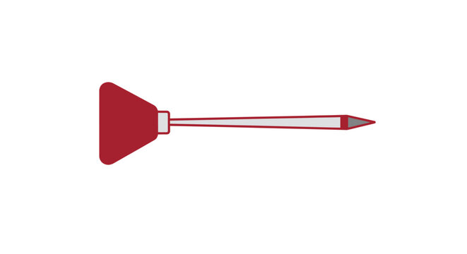 Minimalist illustration of a dart with classic red and grey design for vector use