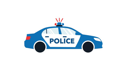 Stylized Police Vehicle Illustration with Emergency Lights for Law Enforcement Design Projects