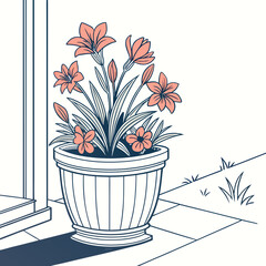 Potted Flowers on Paved Ground Next to Doorway plant garden