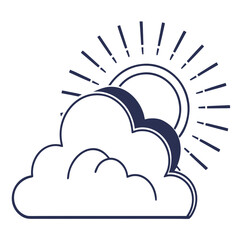 Icon of Sun Peeking Through a Fluffy Cloud weather sunny