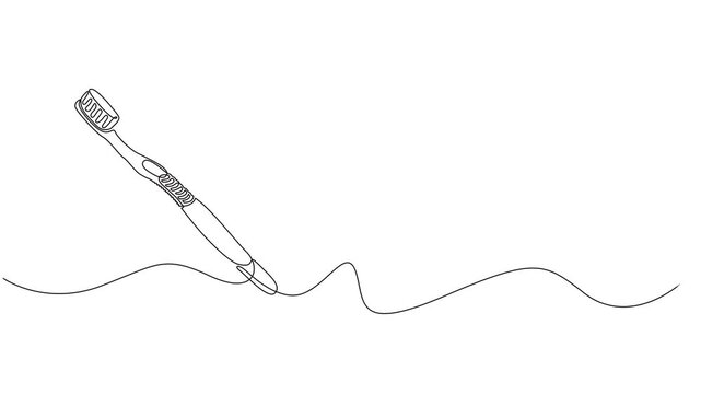 toothbrush continuous one line drawing animation, Animation of a single line drawing of a toothbrush. Continuous contour movement of a toothbrush, Continuous one line drawing toothbrush and paste