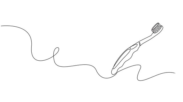 toothbrush continuous one line drawing animation, Animation of a single line drawing of a toothbrush. Continuous contour movement of a toothbrush, Continuous one line drawing toothbrush and paste