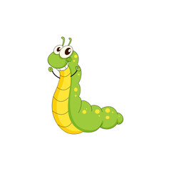 Cute Cartoon Caterpillar Illustration with a cheerful expression and playful vibe