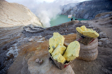 Sulfur Mining at Ijen Crater: A Glimpse into the Volcanic Labor