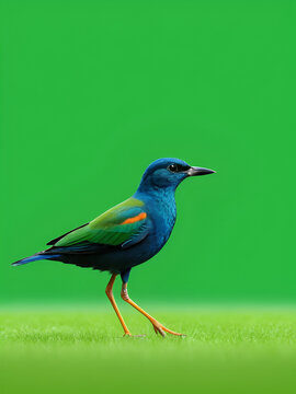 A bird is standing on green screen and an image of ose walking across animated chromakey background style creative motion elements frame design colorful movement layers illustration