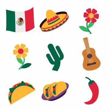 Vibrant Mexican Fiesta Icons Seamless Looping Animation for Celebration Themes 50 characters