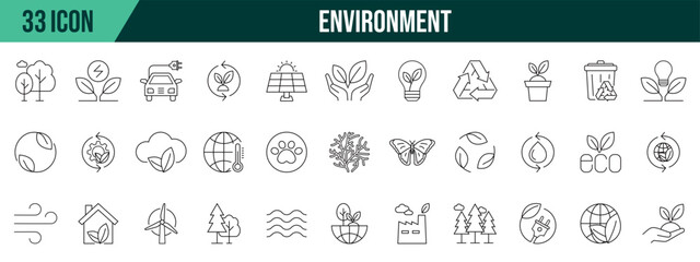 Environment icons collection, editable and resizable vector icon templates.