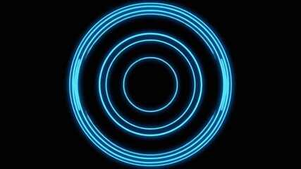 Dynamic Neon Circle Animation: Abstract Glowing Rings on Black Background