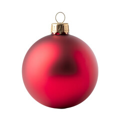 Matte red Christmas ornament isolated on white background.