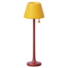 3d floor lamp with yellow shade and red base