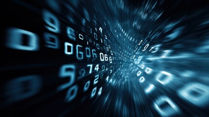 Abstract digital data stream tunnel with motion blur effect