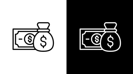 Cash  White Icon Set Design