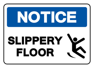 Obraz premium Notice Slippery Floor Symbol Sign,Vector Illustration, Isolate On White Background Label.EPS10