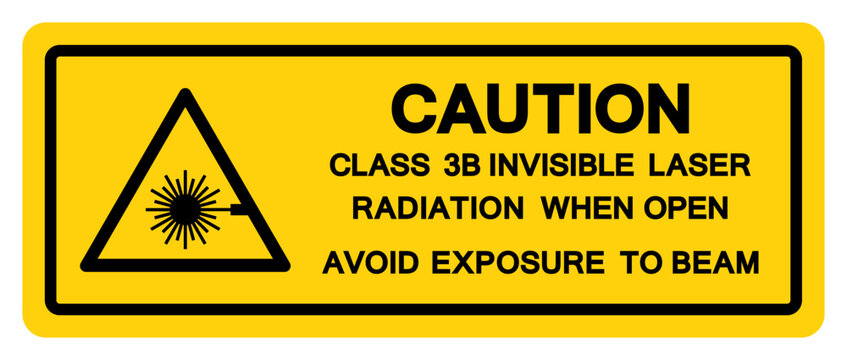 Cautin Class 3B Invisible Laser Radiation When Open Symbol Sign,Vector Illustration, Isolate On White Background Label.EPS10