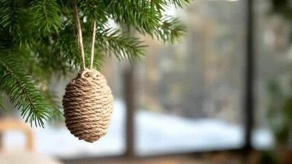 Pine branch with rope ornament christmas holiday decoration festive season - Powered by Adobe