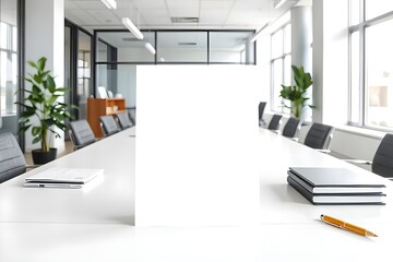 Professionelles A4 Flyer-Mockup: Leere Vorlage auf minimalistischem Schreibtisch.