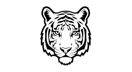 Striking monochrome illustration of a tiger's face conveying power and raw animal intensity
