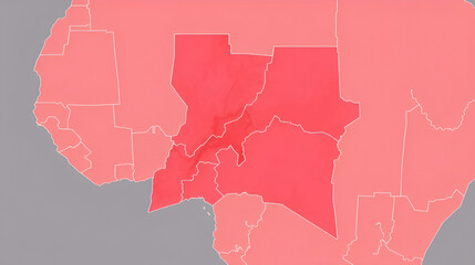 Angola vector map with subtle regional divisions in pastel red