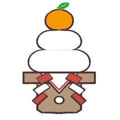 シンプルな手描き鏡餅のイラスト