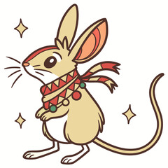 Funny Jerboa, set in a charming New Year celebration theme – Midnight Sparkle color vector art