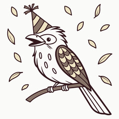 Sleepy Tawny Frogmouth, set in a charming New Year celebration theme – Midnight Sparkle color vector art