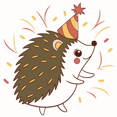 Cute Playful Hedgehog in a New Year celebration world – Midnight Sparkle palette vector
