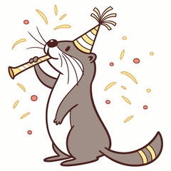 Creative SVG: Excited Sea Otter in a Midnight Sparkle colored New Year celebration theme