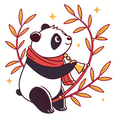 SVG art: A Funny Giant Panda in a New Year celebration vibe, tinted with Midnight Sparkle tones