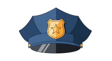 Police Cap Illustration Blue with Golden Shield