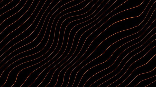 Orange Thin Stripe Waving Loop Animation: Black Background