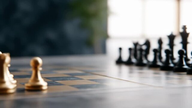 Chess game strategy and planning still life focus on king piece