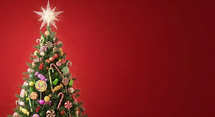 Elegant Shining Christmas Tree with Candies Decorations