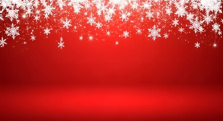Red Christmas background with white snowflakes