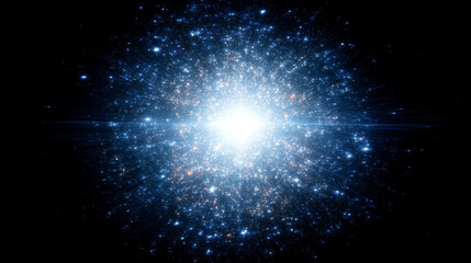 Fototapeta premium Brilliant cosmic explosion in deep space with glowing stars, radiating energy, and abstract galactic light burst effect