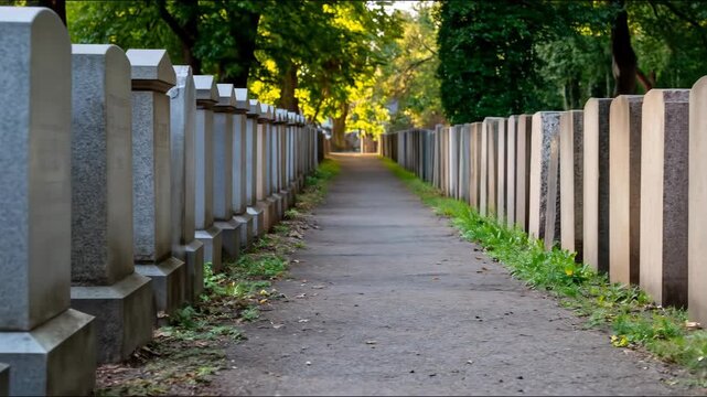 Pathway lined with stone markers perspective architecture travel background