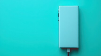 Aqua power bank charging on a matching background, ensuring devices stay powered