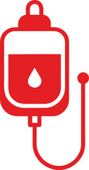 Blood transfusion bag icon with medical symbols on white background