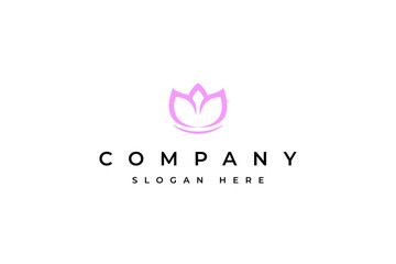 Pink Love Lotus Flower Logo Design Vector Inspiration