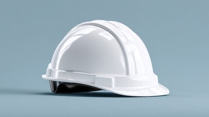 Fototapeta premium White Safety Hard Hat on Blue Background for Construction Use