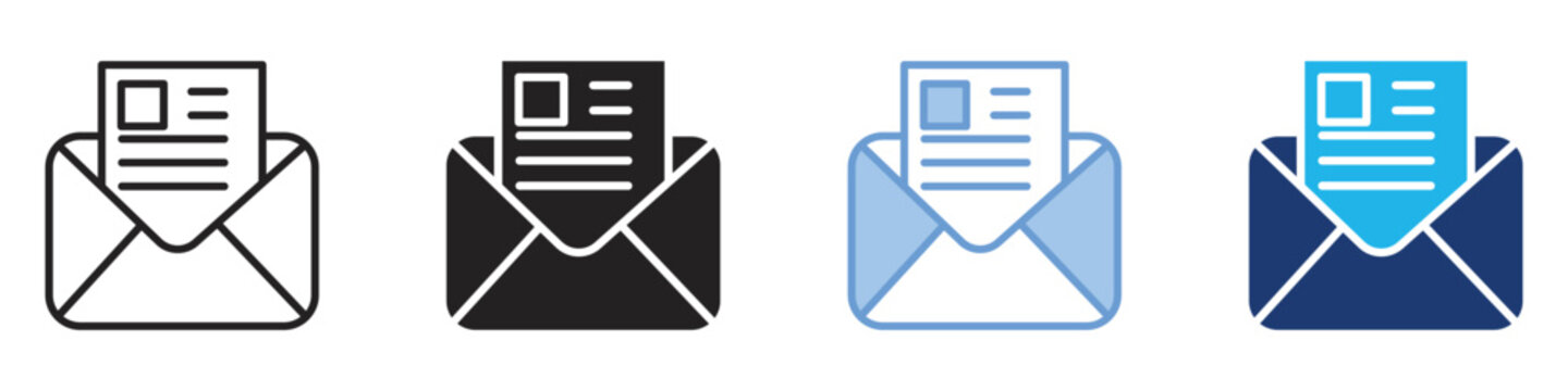Newsletter icon set multiple style collection