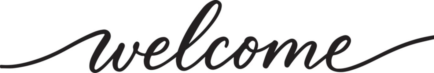 Welcome Hand Lettering Script - Modern Calligraphy Typography Vector for Greeting Cards, Signs, and Hospitality
