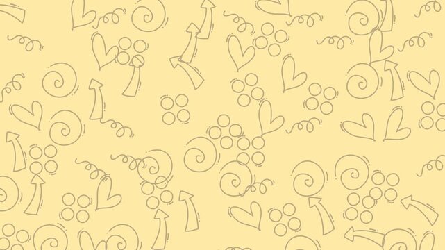 Pale yellow background with heart arrow spiral patterns ideal for valentines day, love themes, romantic designs, greeting cards, and digital backgrounds.