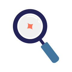 A flat magnifying glass icon symbolizing search, zoom, and exploration. Commonly used in digital interfaces to represent finding information or viewing details.