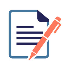 A simple contract icon showing a document and signature, symbolizing agreements, terms, legal commitments, and formal written obligations between parties.