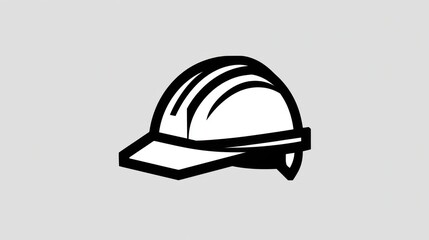 Fototapeta premium Black and White Illustration of a Safety Construction Hard Hat