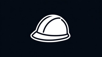 Fototapeta premium Simple Outline of a White Hard Hat on a Dark Background