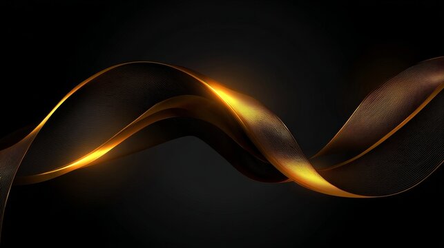 Elegant abstract background with gold curve layers, warm gradient waves, and soft ribbon textures forming a luxury design with subtle depth, suitable for premium corporate, award, or festive layouts