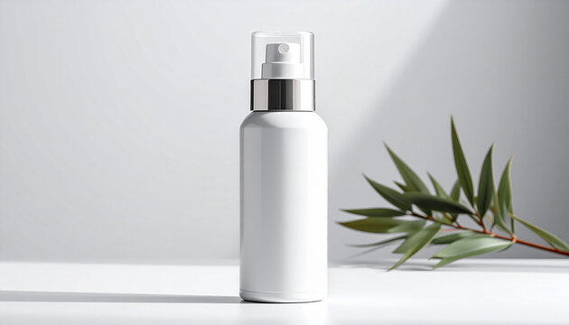 White cosmetic bottle isolated on white background
