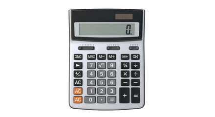 A simple calculator with a digital display showing zero.